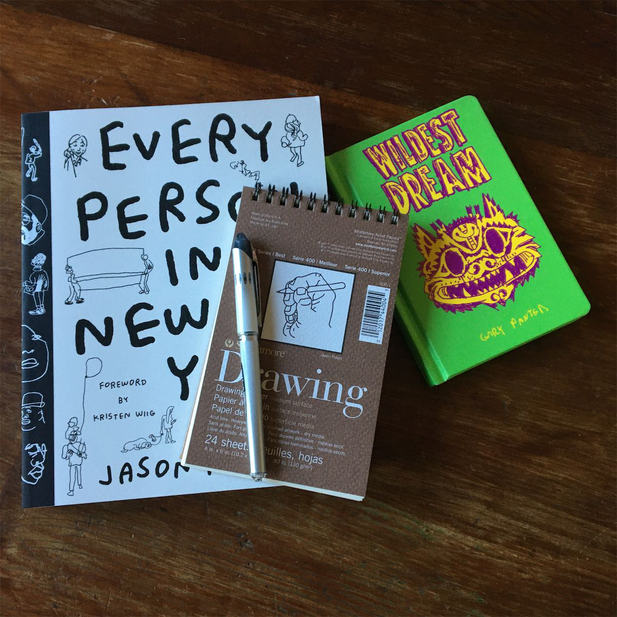 Books by Jason Polan and Gary Panter.